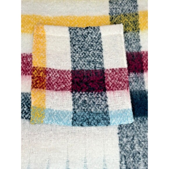 Nordstrom BP Wide Plaid Patterned Scarf Oversized w/ Pockets Blanket Fringe NWT - Picture 2 of 11
